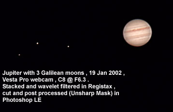 Jupiter 3 Galilean moons webcam